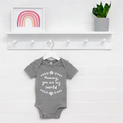 Mummy, You Are My World Babygrow With Flowers - Lovetree Design