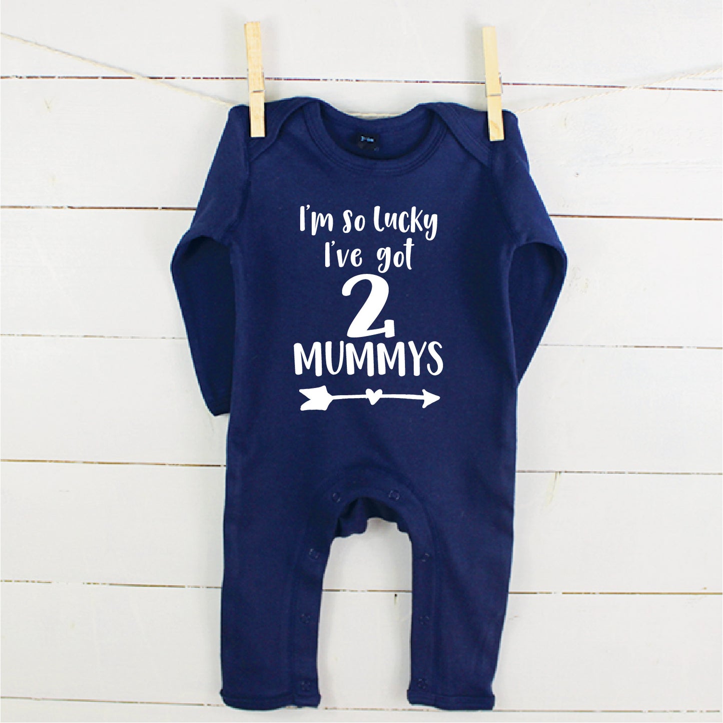 I'm So Lucky, I Have Two Mummys Babygrow - Lovetree Design