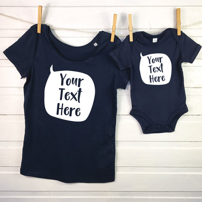 Personalised Speech Bubble Mother And Baby T Shirt Set - Lovetree Design