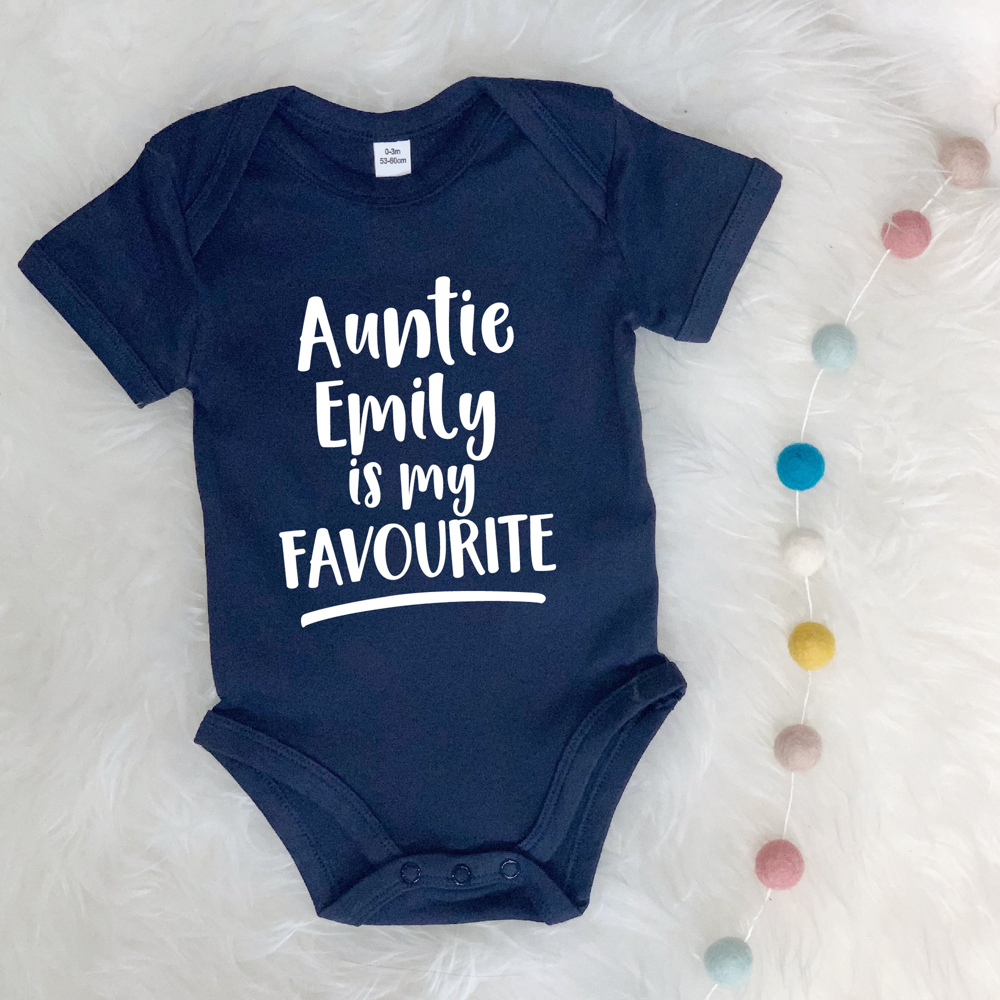 My Auntie Is My Favourite Personalised Babygrow - Lovetree Design