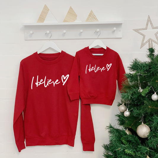 I Believe Mum And Child Christmas Jumper Set - Lovetree Design