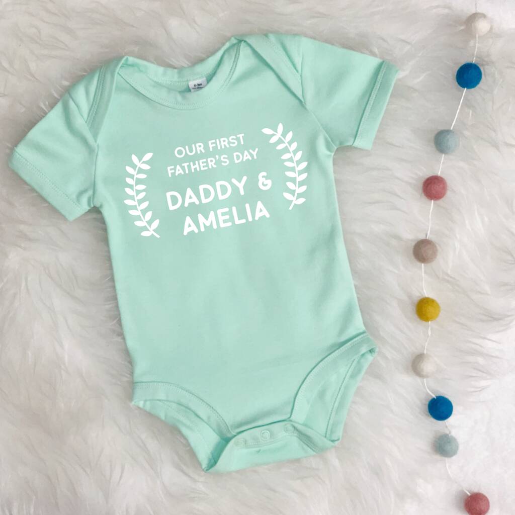 Personalised Our First Fathers Day Babygrow - Lovetree Design