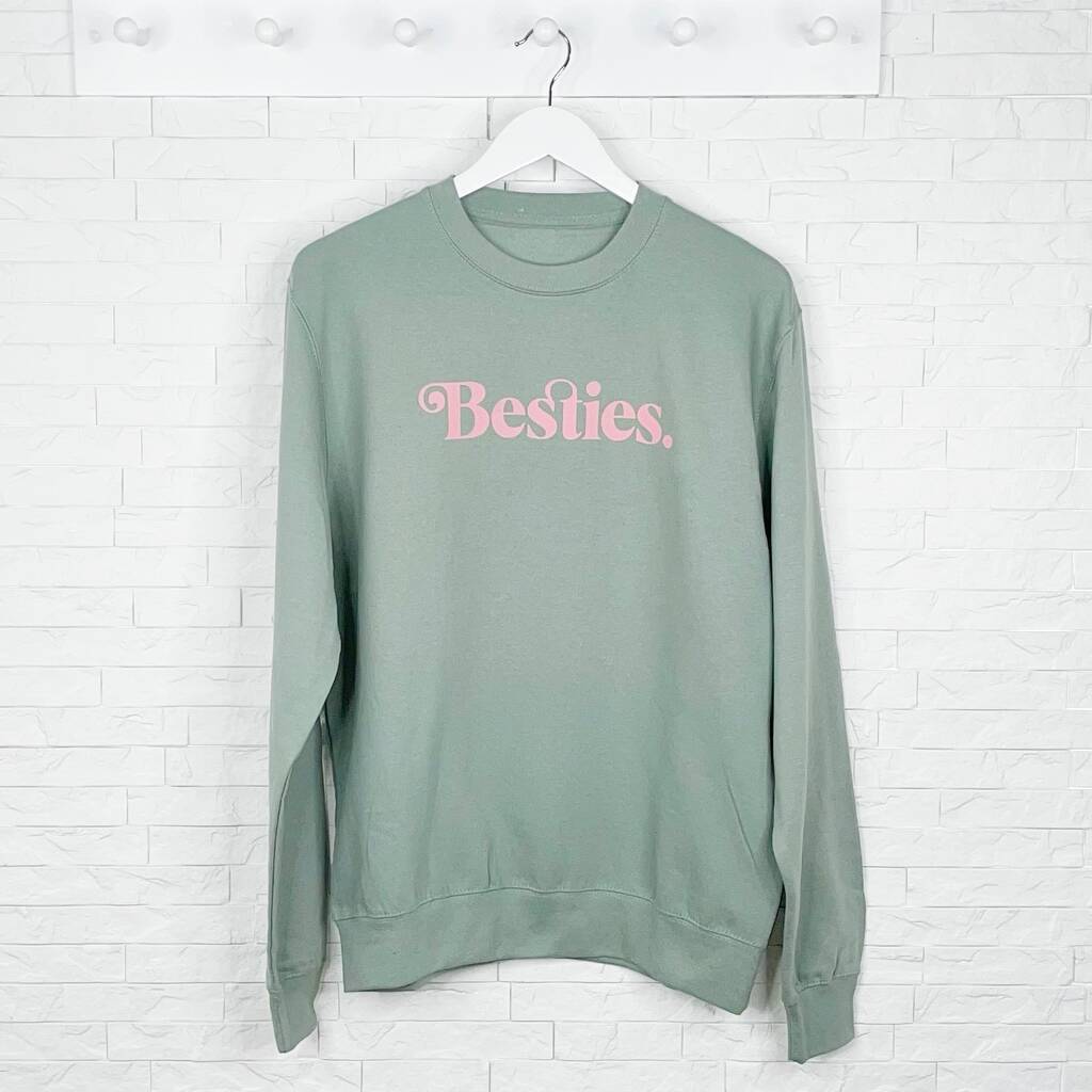 Besties Sage Green And Pink Women's Sweatshirt - Lovetree Design