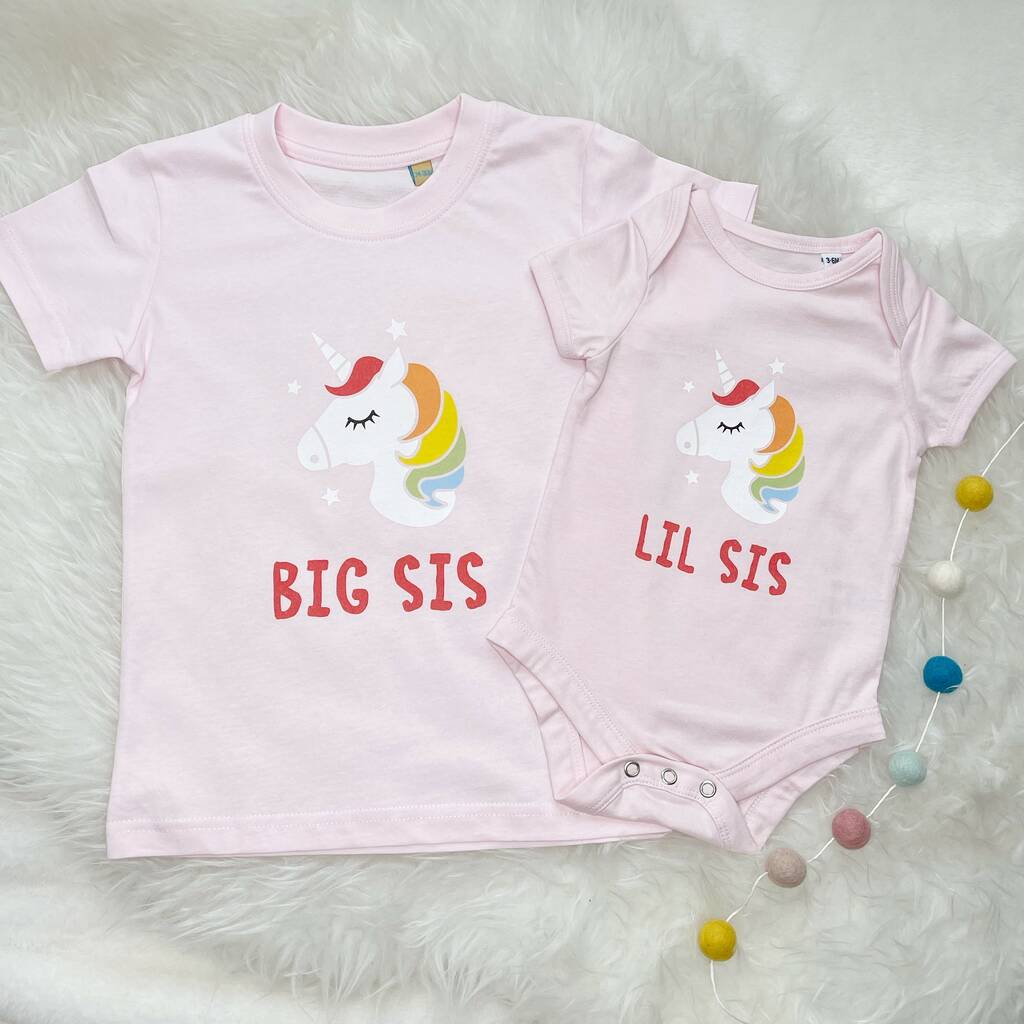 Big Sis Lil Sis Matching Unicorn T Shirt Set - Lovetree Design