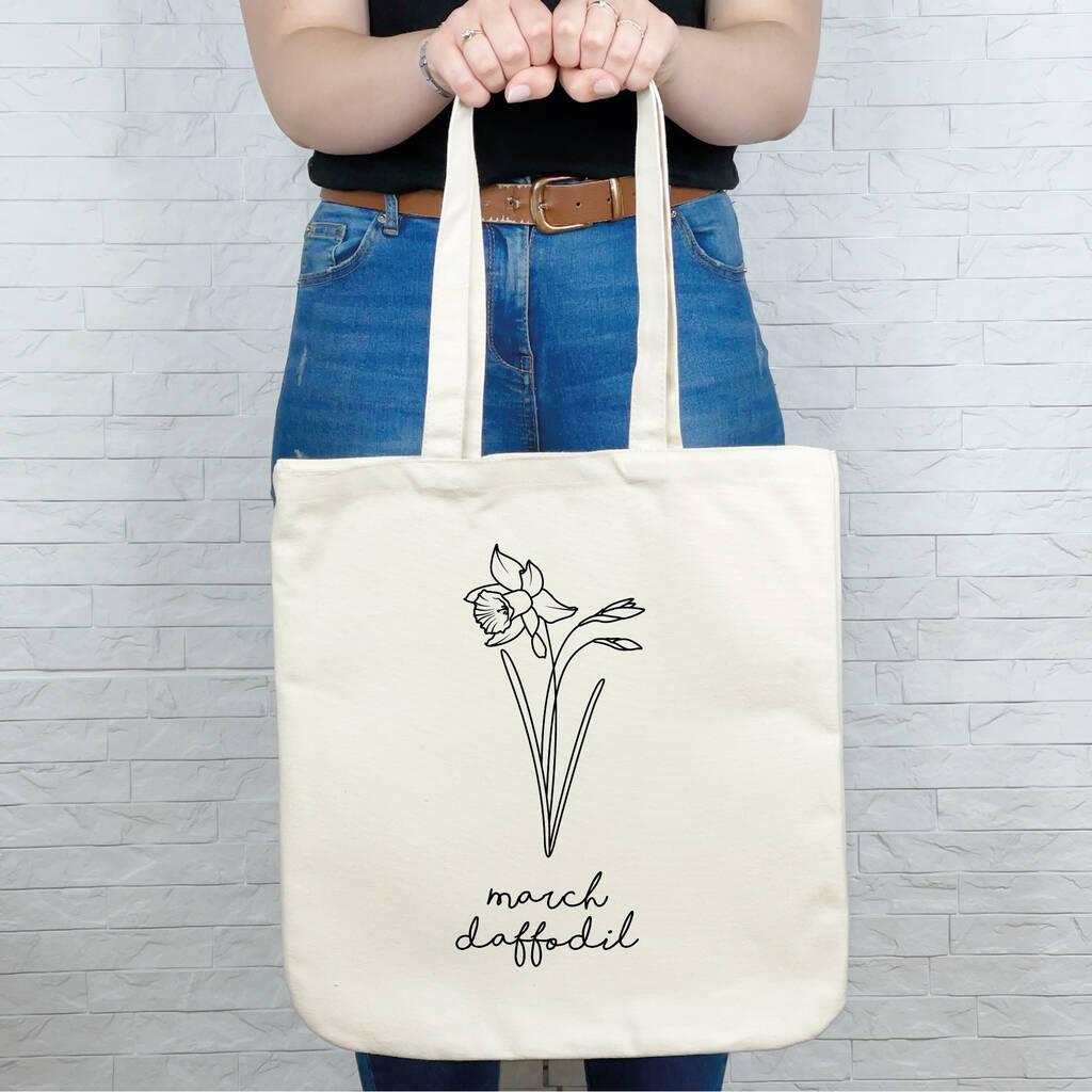 Birth Flower Personalised Tote Bag - Lovetree Design