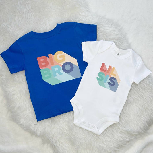 Block Brother Sister Matching T Shirt Set - Lovetree Design