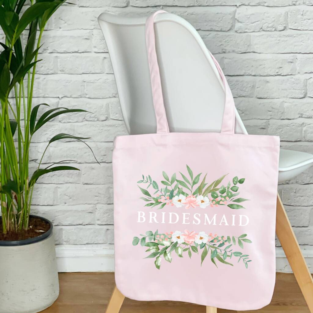 Bridal Party Pink Floral Wedding Tote Bag - Lovetree Design