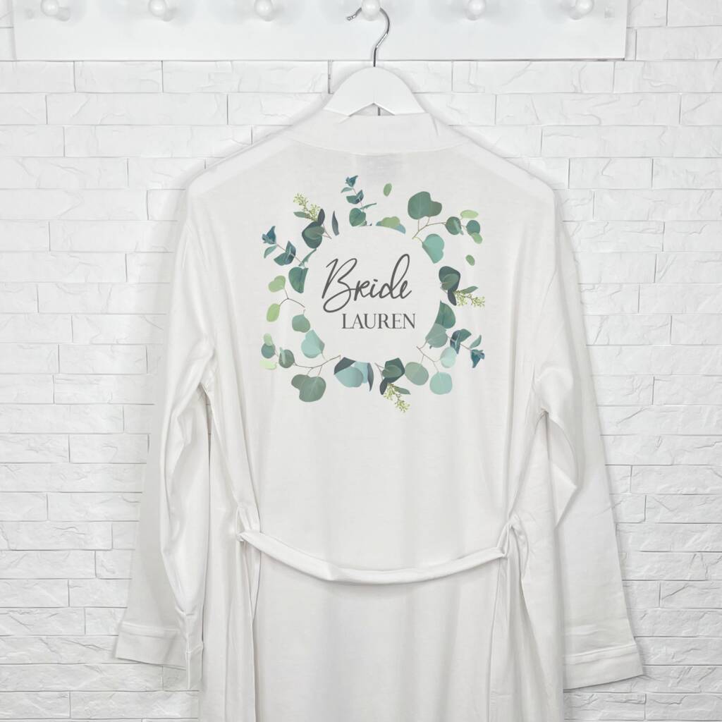 Bride Eucalyptus Personalised Wedding Dressing Gown - Lovetree Design