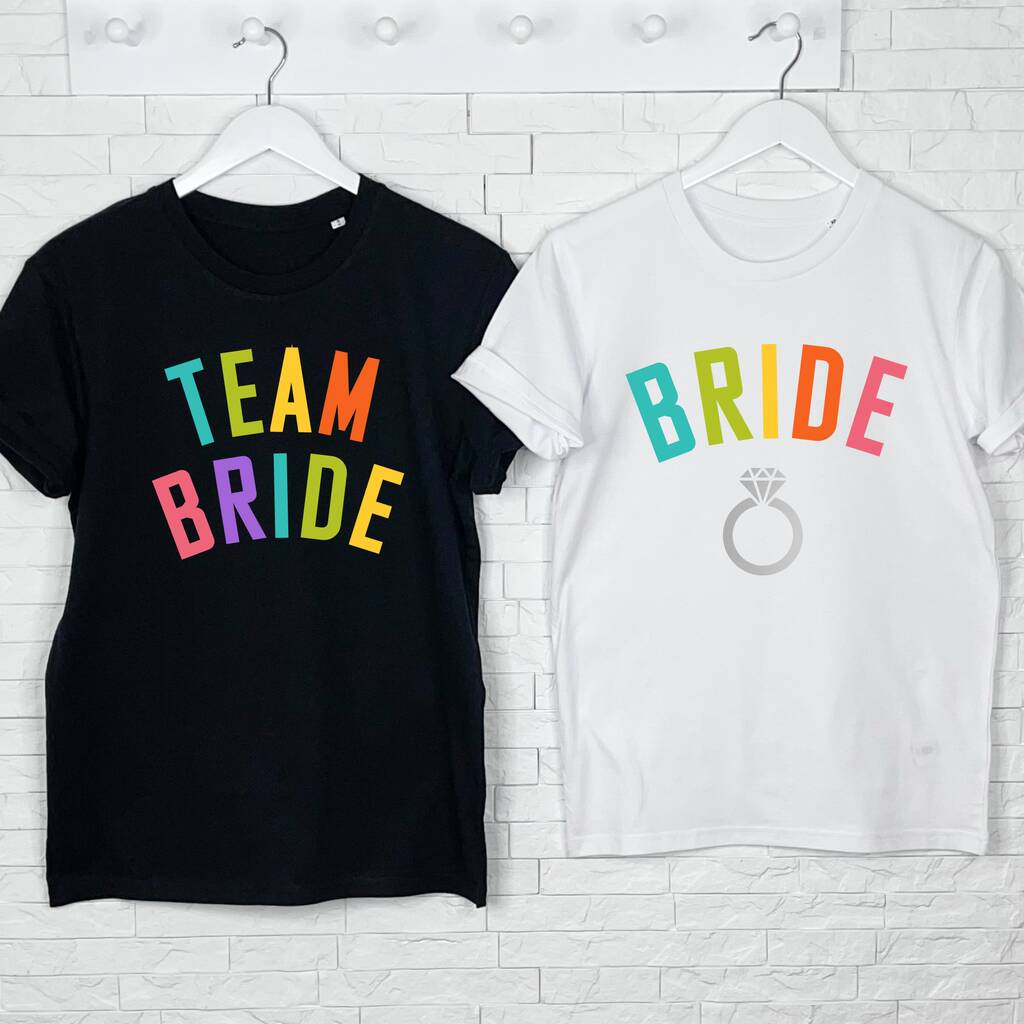 Bride To Be And Hen Rainbow Arch And Silver T Shirt Set - Lovetree Design