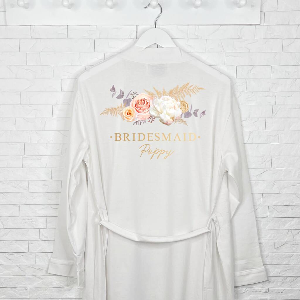 Bridesmaid Pampas Floral Wedding Dressing Gown - Lovetree Design