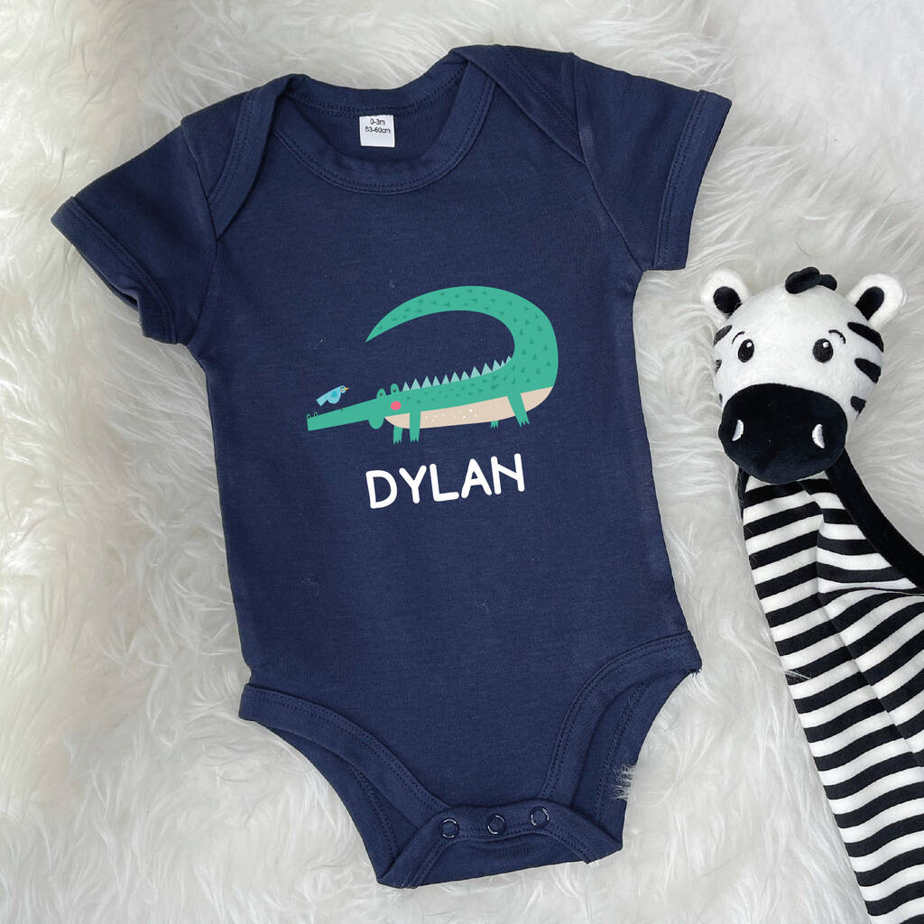 Crocodile Babygrow Personalised With Name - Lovetree Design