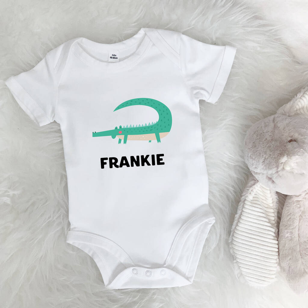 Crocodile Babygrow Personalised With Name - Lovetree Design