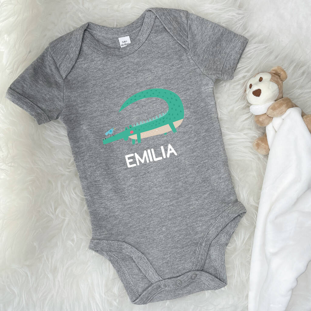 Crocodile Babygrow Personalised With Name - Lovetree Design