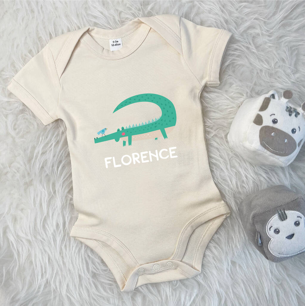 Crocodile Babygrow Personalised With Name - Lovetree Design