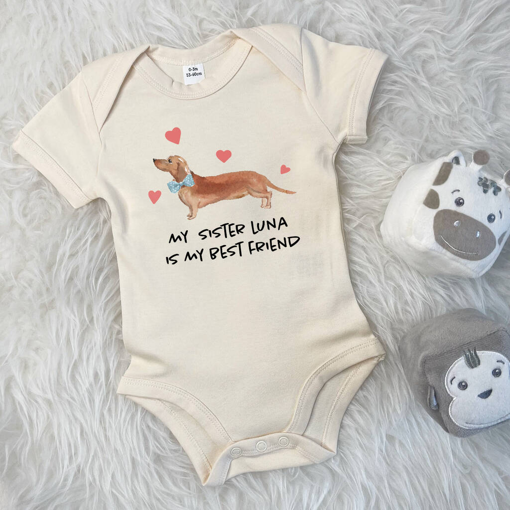 Dachshund/Sausage Dog Sibling Personalised Babygrow - Lovetree Design