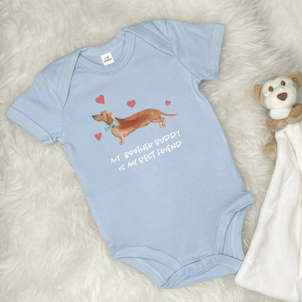 Dachshund Sausage Dog Sibling Personalised Babygrow Lovetree Design