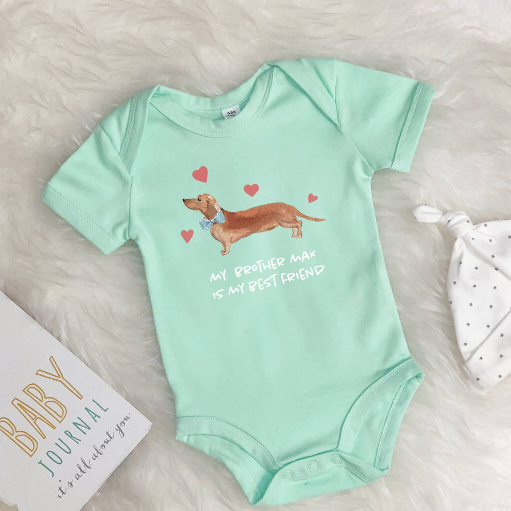 Dachshund/Sausage Dog Sibling Personalised Babygrow - Lovetree Design