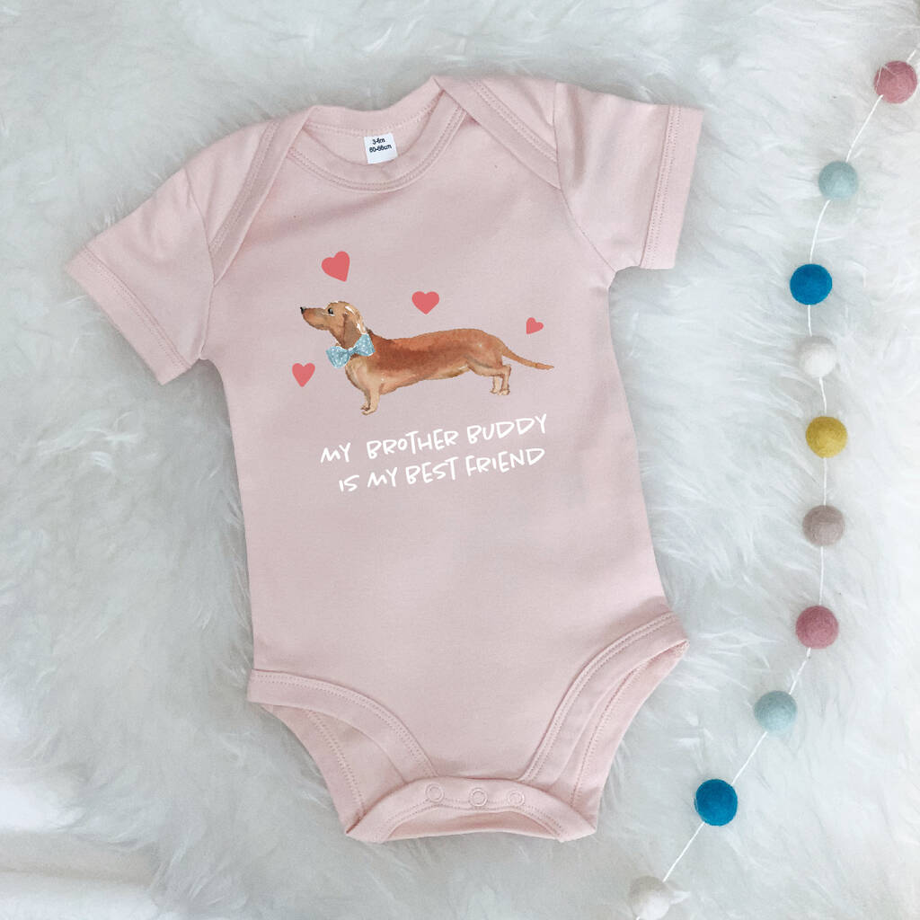 Dachshund/Sausage Dog Sibling Personalised Babygrow - Lovetree Design