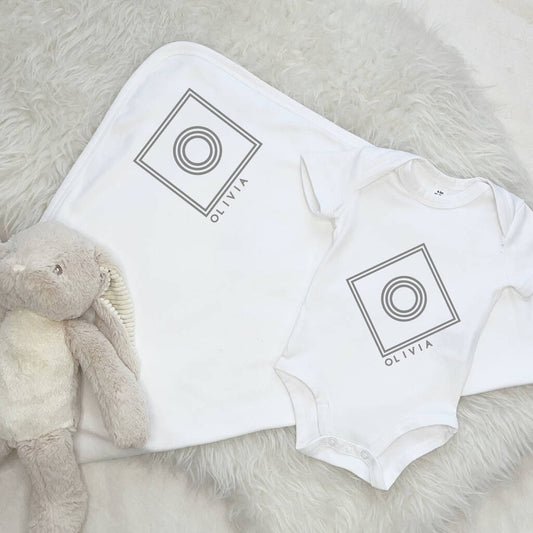 Diamond Personalised Babygrow And Blanket Set - Lovetree Design