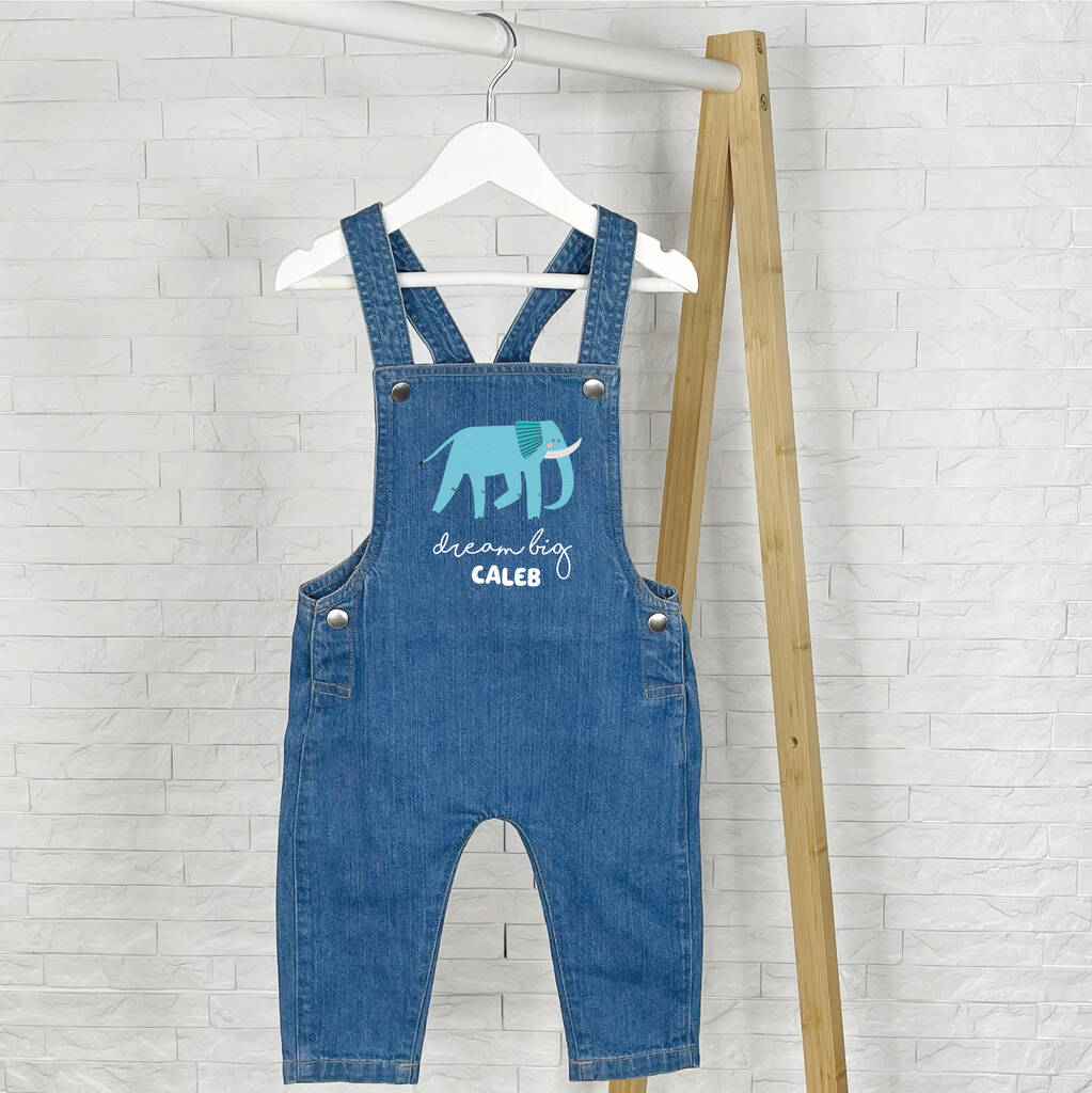 Elephant Dream Big Personalised Baby/Kids Dungarees - Lovetree Design