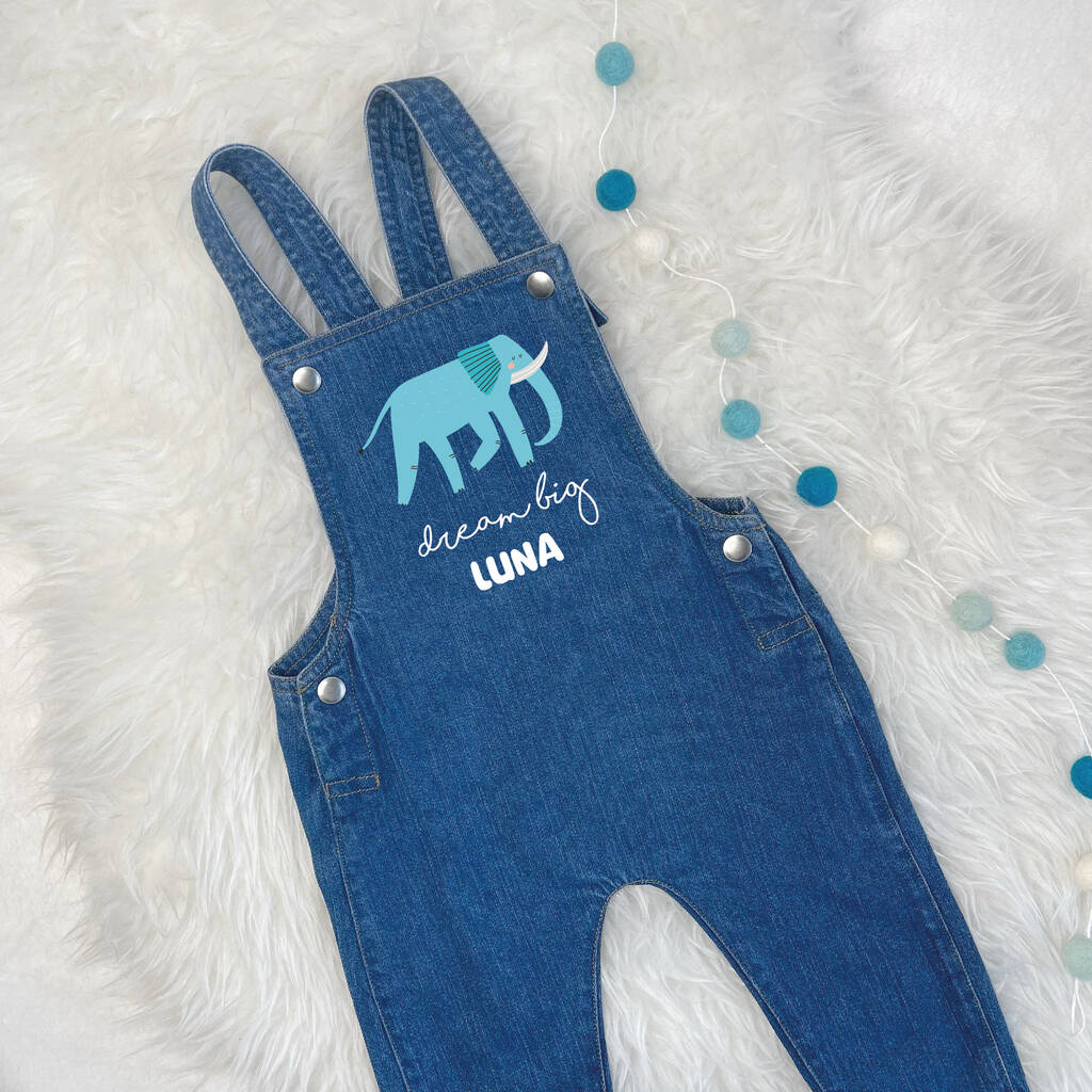 Elephant Dream Big Personalised Baby/Kids Dungarees - Lovetree Design