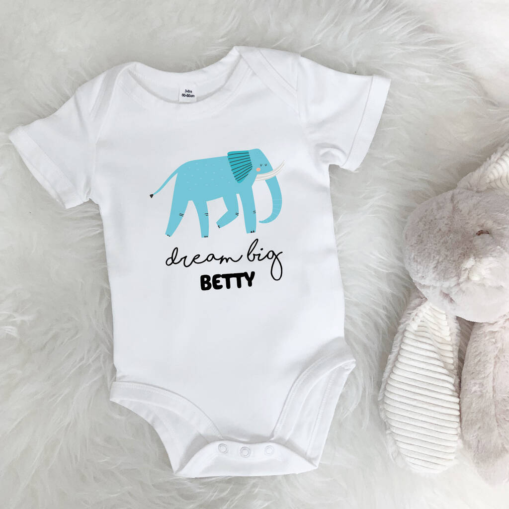 Elephant Dream Big Personalised Jungle Babygrow - Lovetree Design