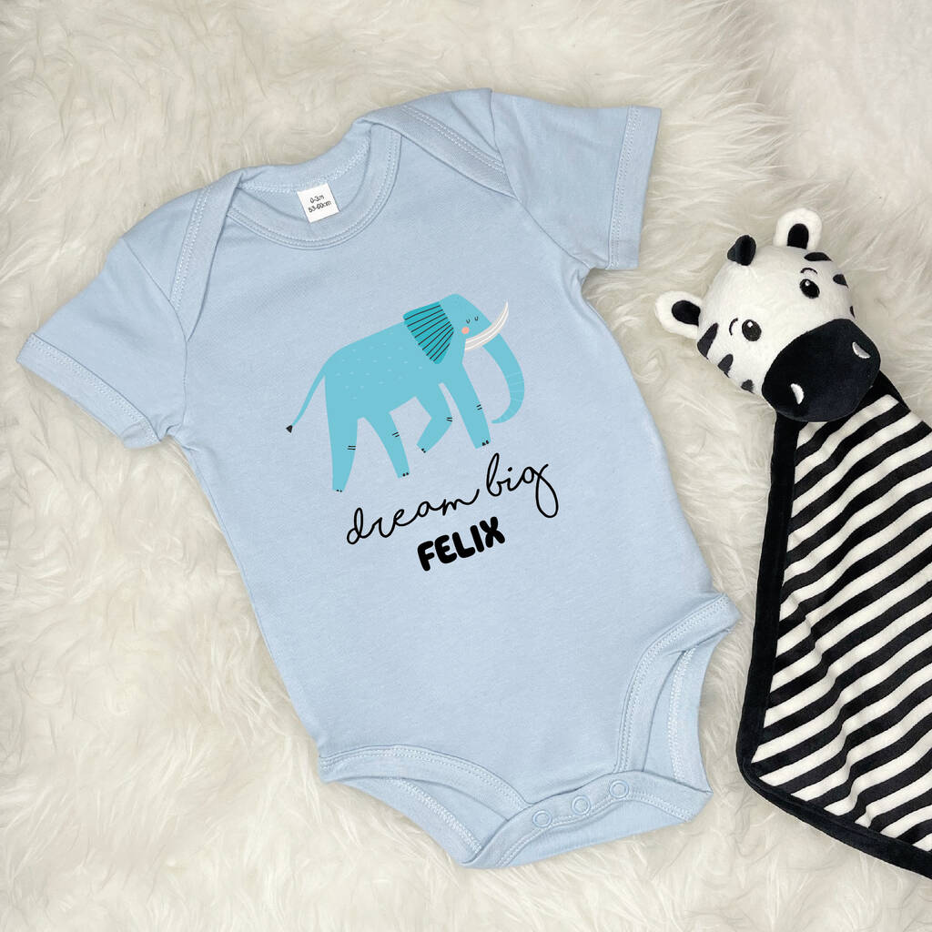 Elephant Dream Big Personalised Jungle Babygrow - Lovetree Design