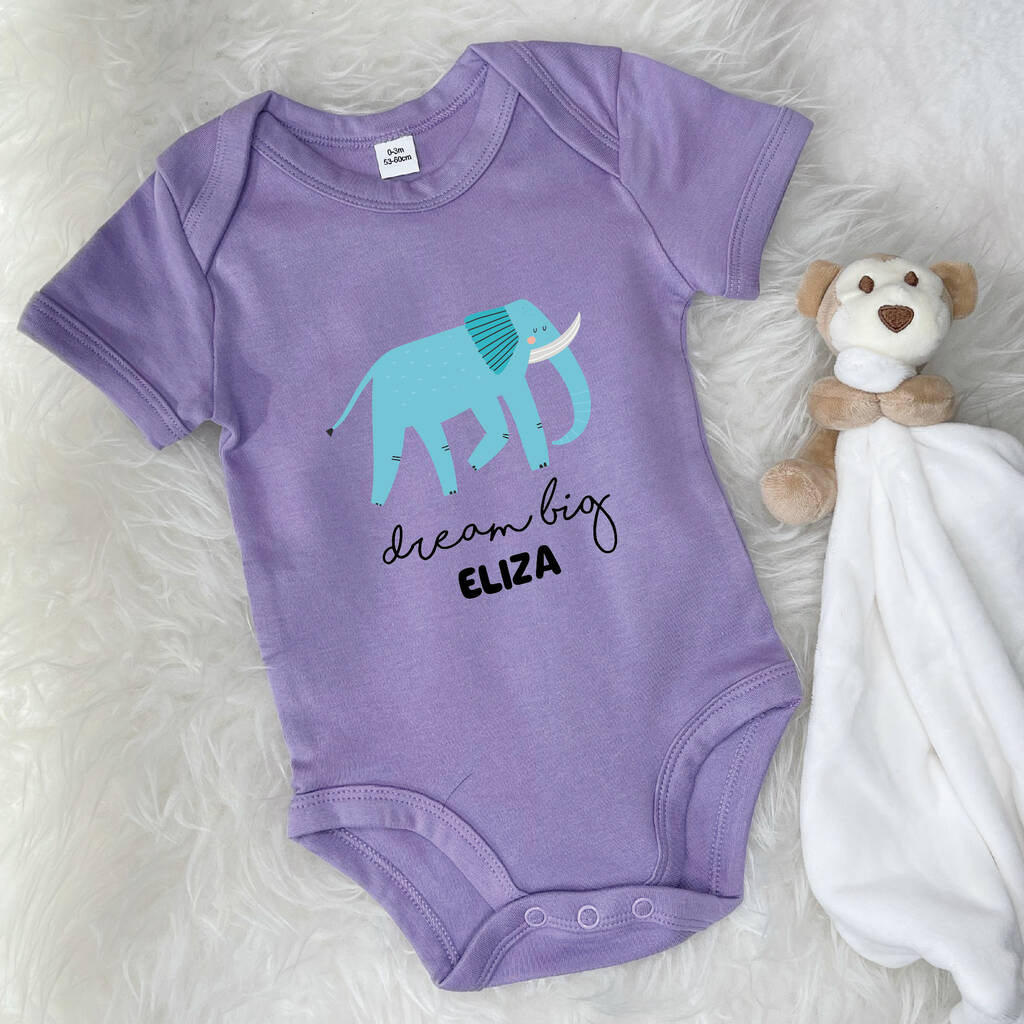 Elephant Dream Big Personalised Jungle Babygrow - Lovetree Design