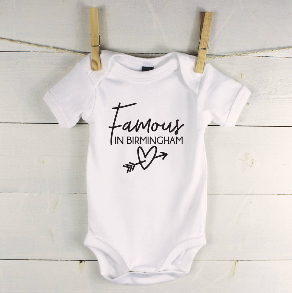 Famous In … Personalised Location Babygrow - Lovetree Design