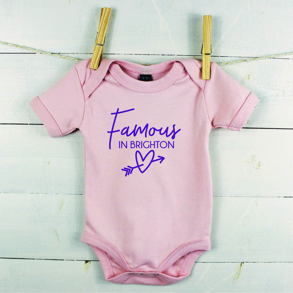 Famous In … Personalised Location Babygrow - Lovetree Design