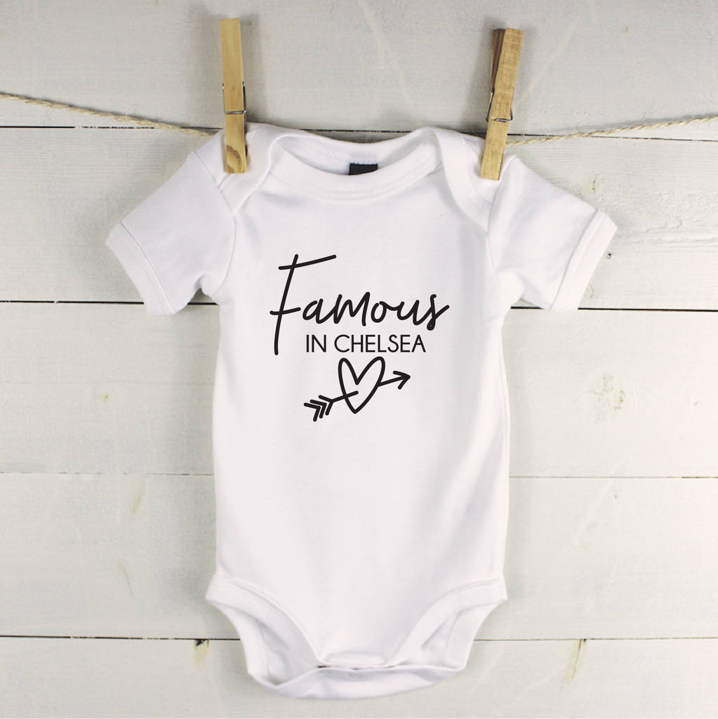 Famous In … Personalised Location Babygrow - Lovetree Design