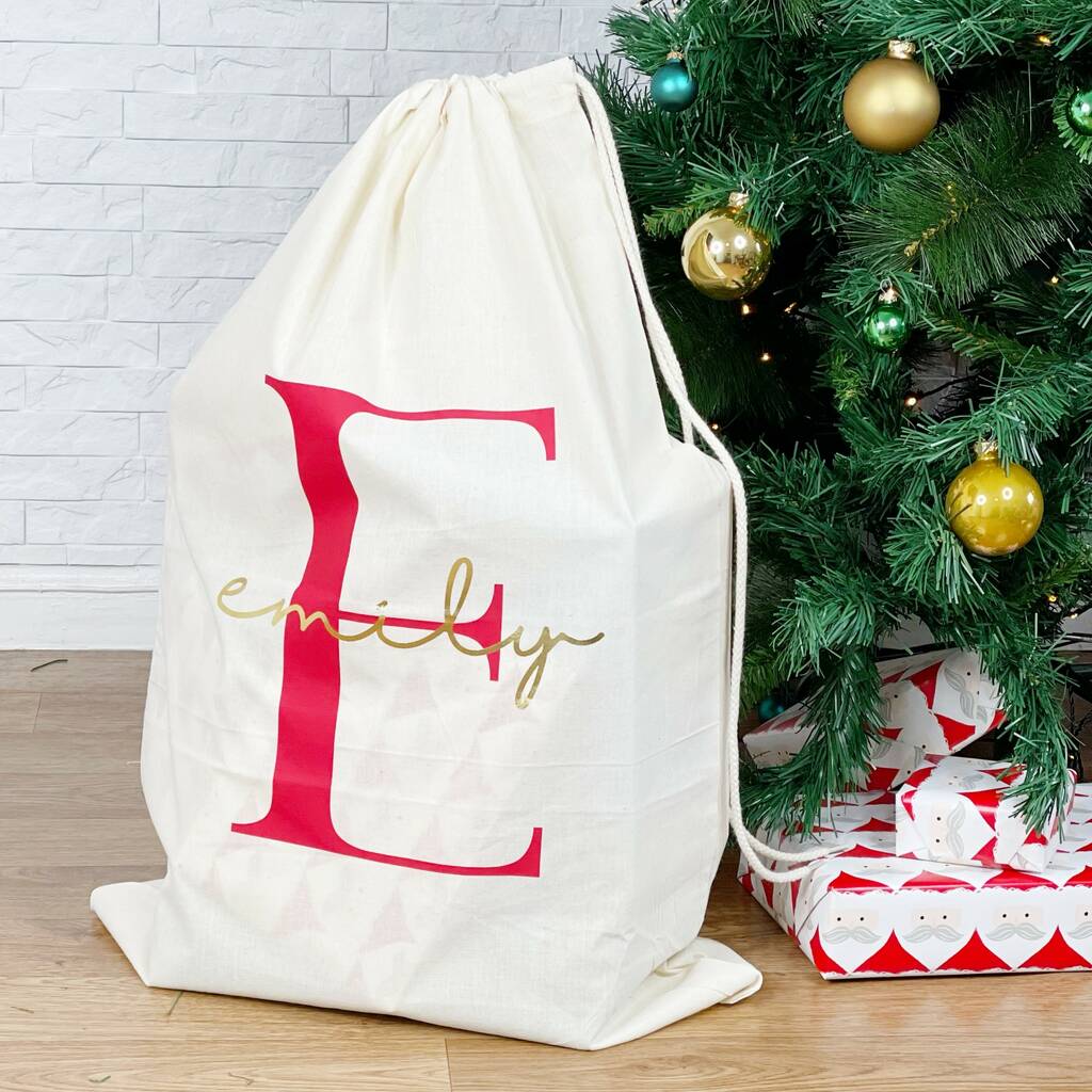 Festive Personalised Santa Sack With Name Initial - Lovetree Design