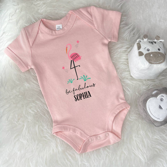 Flamingo Be Fabulous Personalised Jungle Babygrow - Lovetree Design