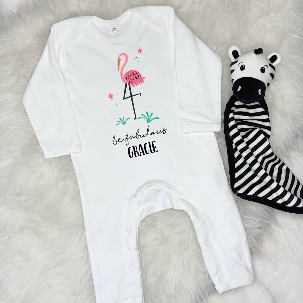 Flamingo Be Fabulous Personalised Jungle Rompersuit - Lovetree Design