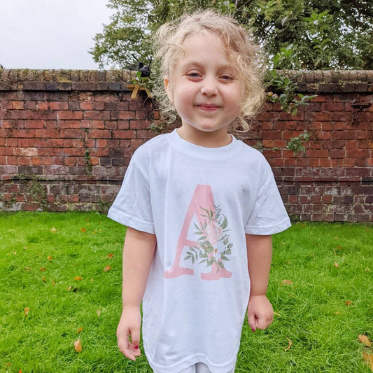 Floral Initial Personalised T Shirt - Lovetree Design