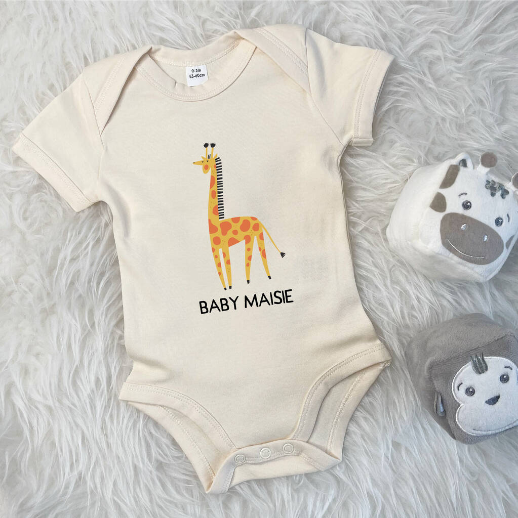 Giraffe Personalised Jungle Babygrow - Lovetree Design