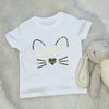 Girls Personalised Cat T Shirt Animal Print And Gold - Lovetree Design