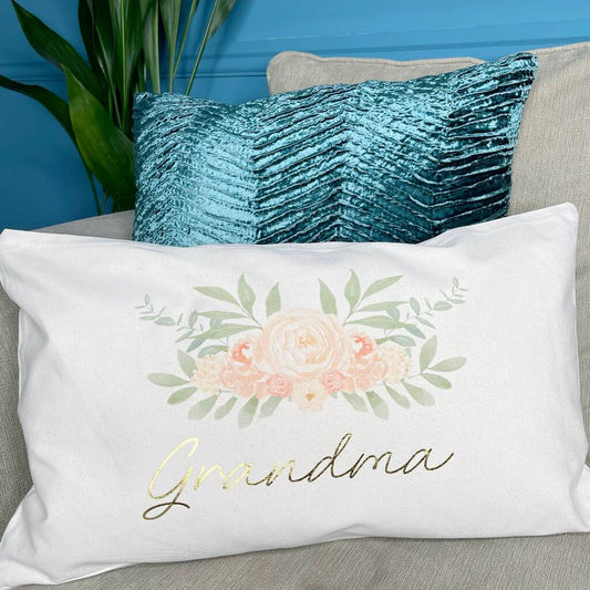 Grandma's Cushion With Roses And Personalised Name - Lovetree Design