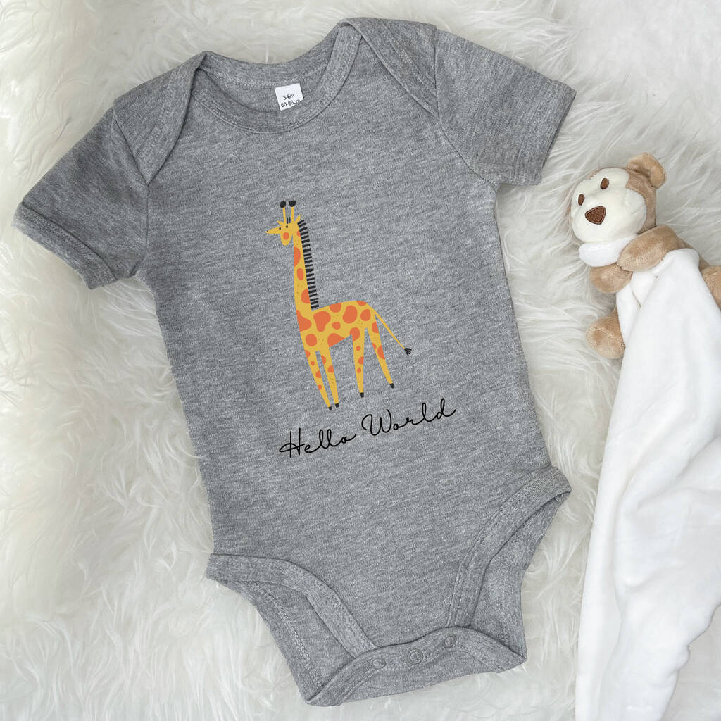 Hello World Giraffe Jungle Babygrow - Lovetree Design