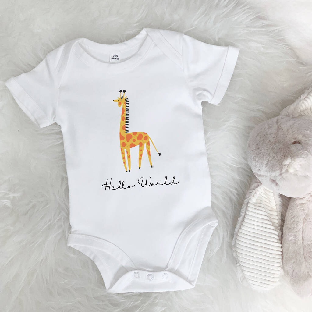 Hello World Giraffe Jungle Babygrow - Lovetree Design