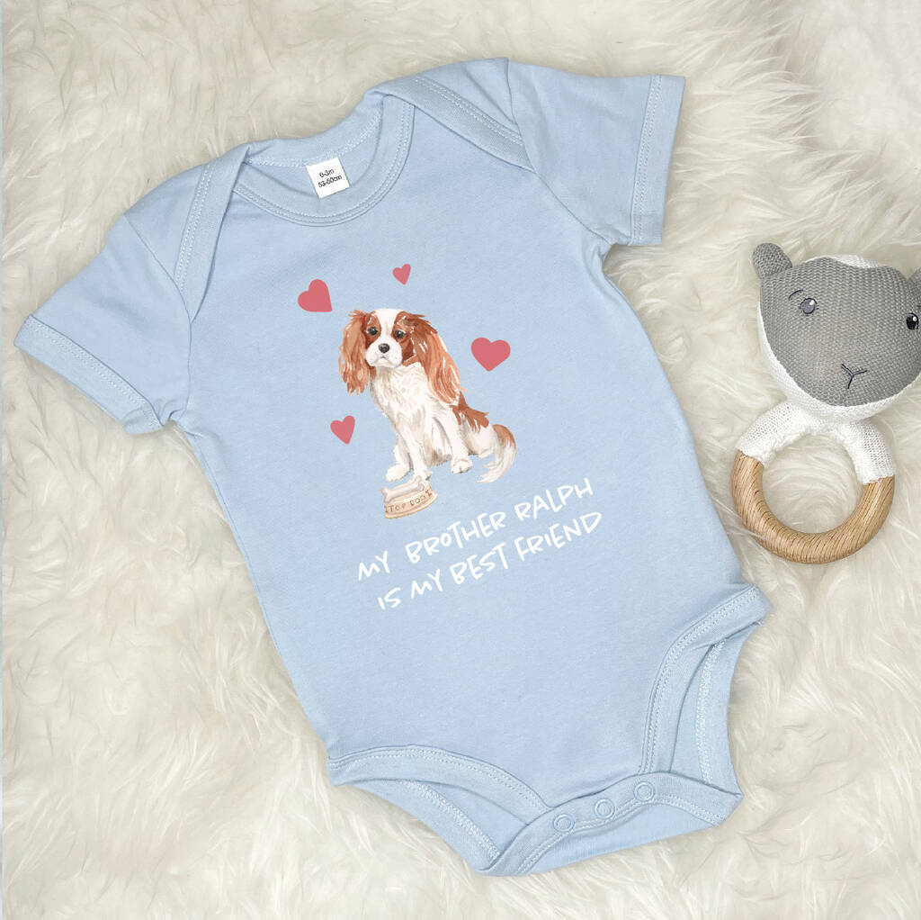 King Charles Cavalier Dog Sibling Personalised Babygrow - Lovetree Design