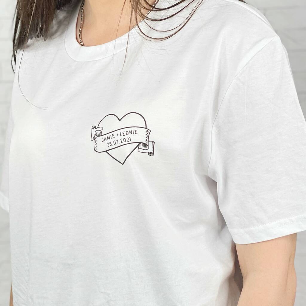 Lovers Tattoo Style T Shirt Personalised With Date - Lovetree Design