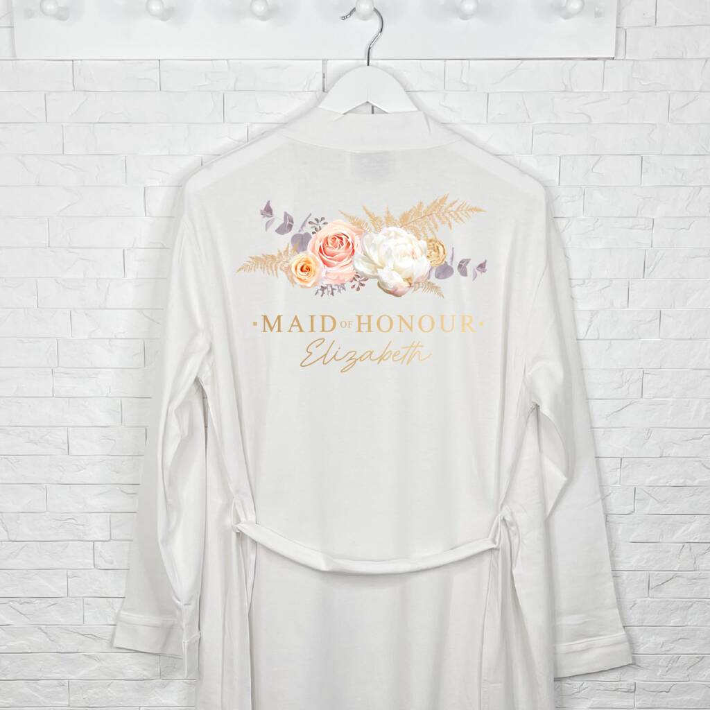 Maid Of Honour Pampas Floral Wedding Dressing Gown - Lovetree Design
