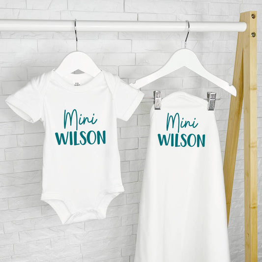 Mini Personalised Babygrow And Blanket Gift Set - Lovetree Design