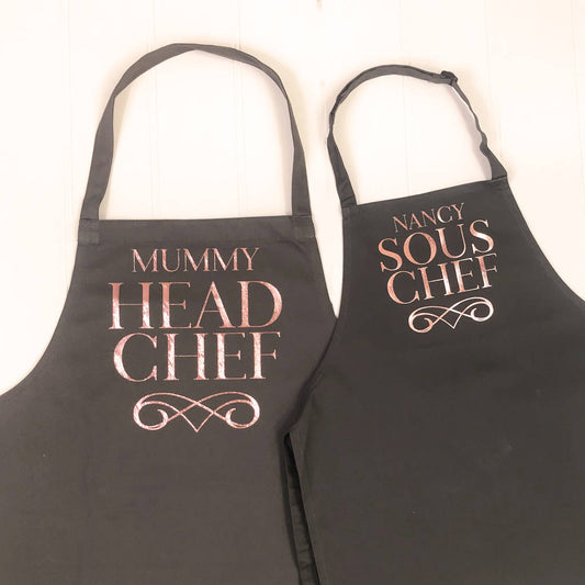 Personalised Mother And Daughter Rose Gold Aprons - Lovetree Design