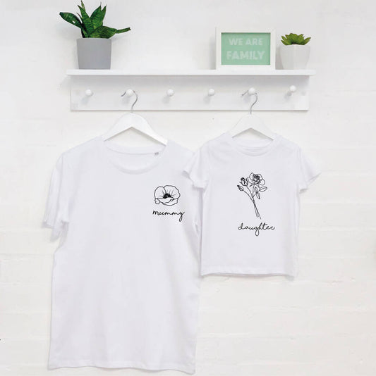 Mummy/Daughter Personalised Birth Flower T Shirt Set - Lovetree Design