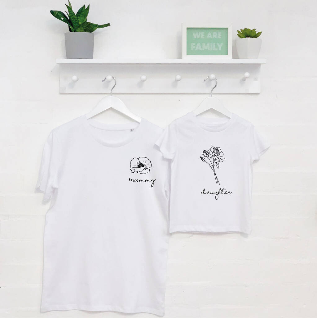 Mummy/Daughter Personalised Birth Flower T Shirt Set | Lovetree Design