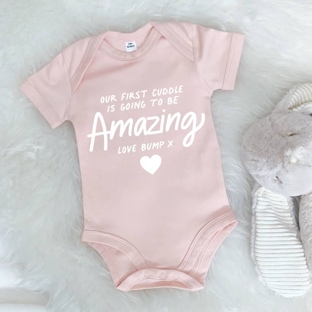 Our First Cuddle Will Be Amazing Love Bump Babygrow - Lovetree Design