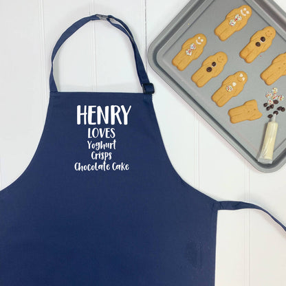 Personalised Childs Apron Favourite Foods - Lovetree Design