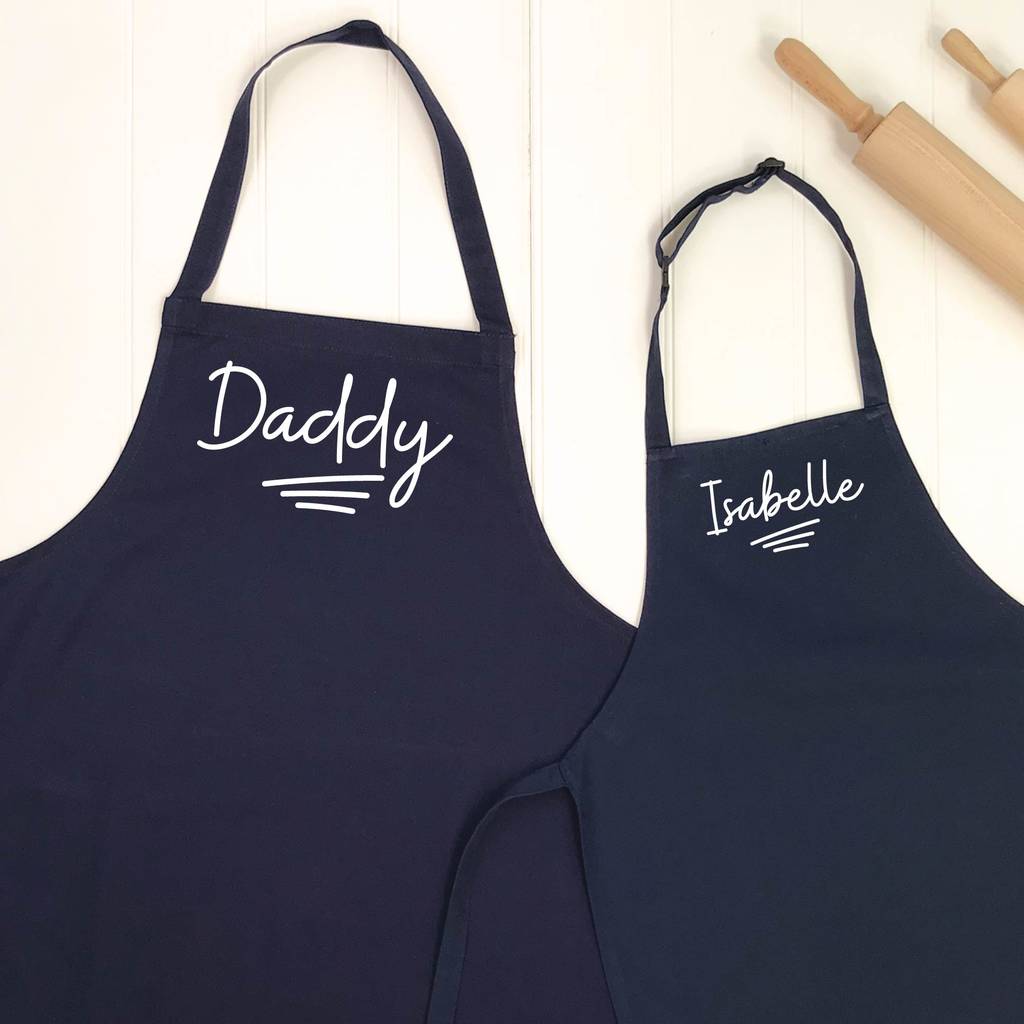 Personalised Daddy And Child Ballpoint Apron Set - Lovetree Design